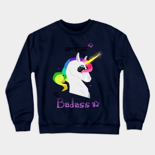 Unique is badass - Unicorn - Purple Crewneck Sweatshirt